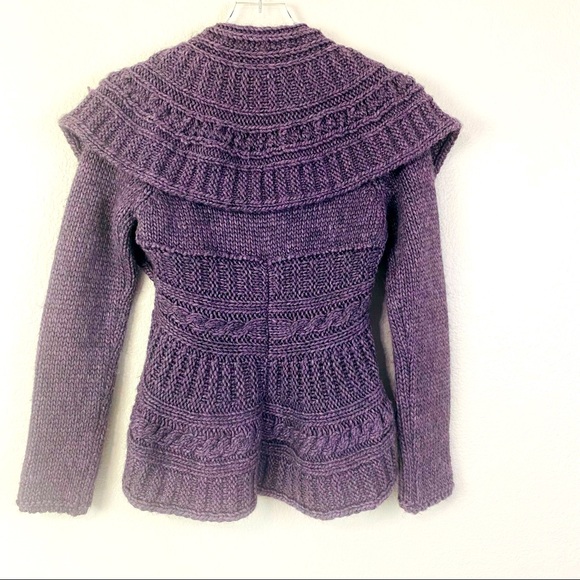Elsamanda Purple Chunky Knit Circle Alpaca Wool Blend Sweater Size S - Picture 3 of 11